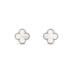 ¡®Lumi¡¯CLOVER MEDIUM 1 MOTIFS  WHITE MOP EARRINGS SILVER