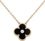 ¡®Lumi¡¯CLOVER 15MM DIAMOND ONYX NECKLACE