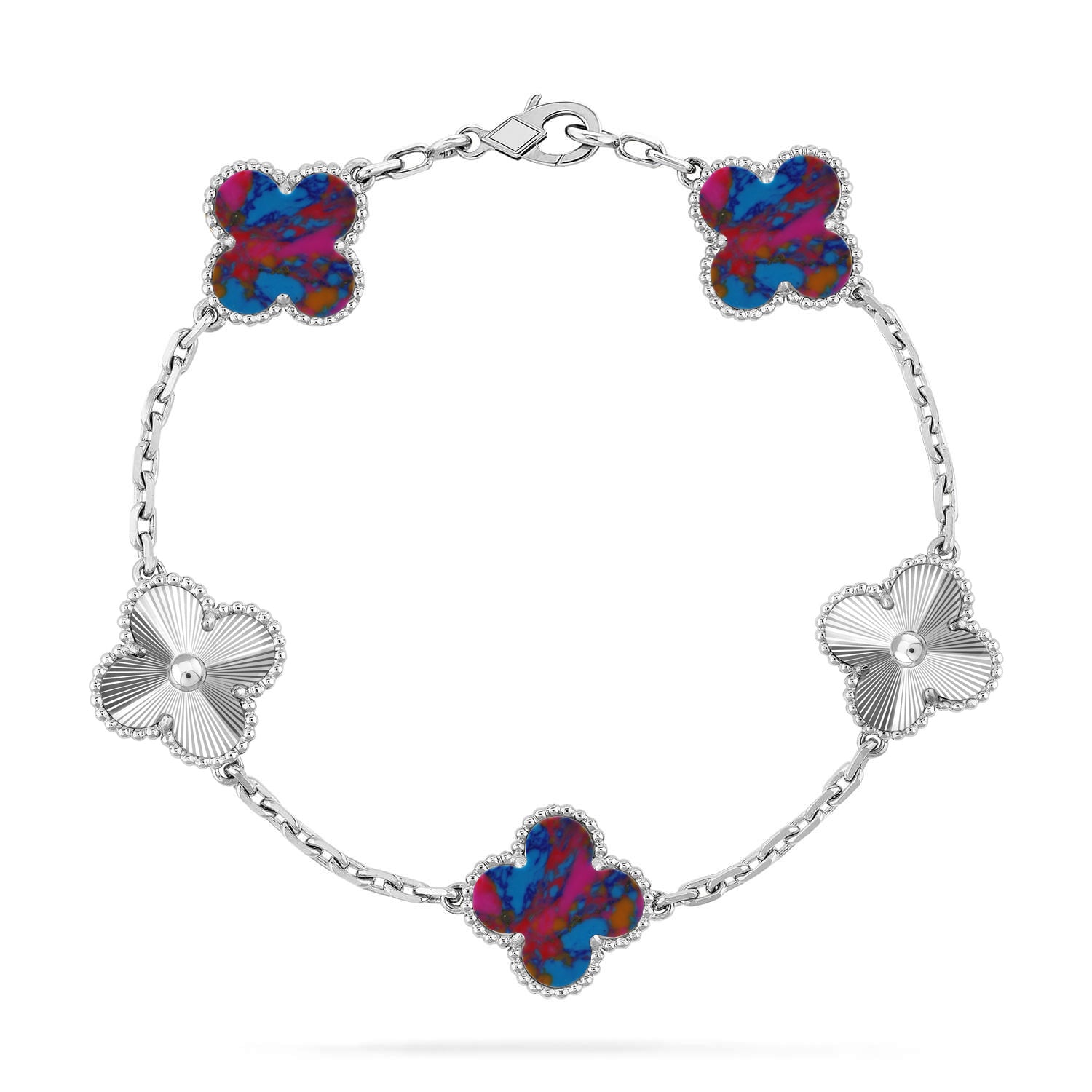 [Lumi]New CLOVER 5 MOTIF COLOR GEMSTONES BRACELET COLLECTION