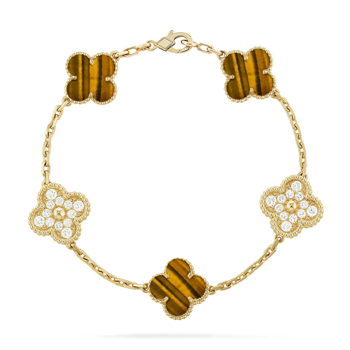 [Lumi jewelry] CLOVER 5 MOTIFS TIGER EYE BRACELET COLLECTION