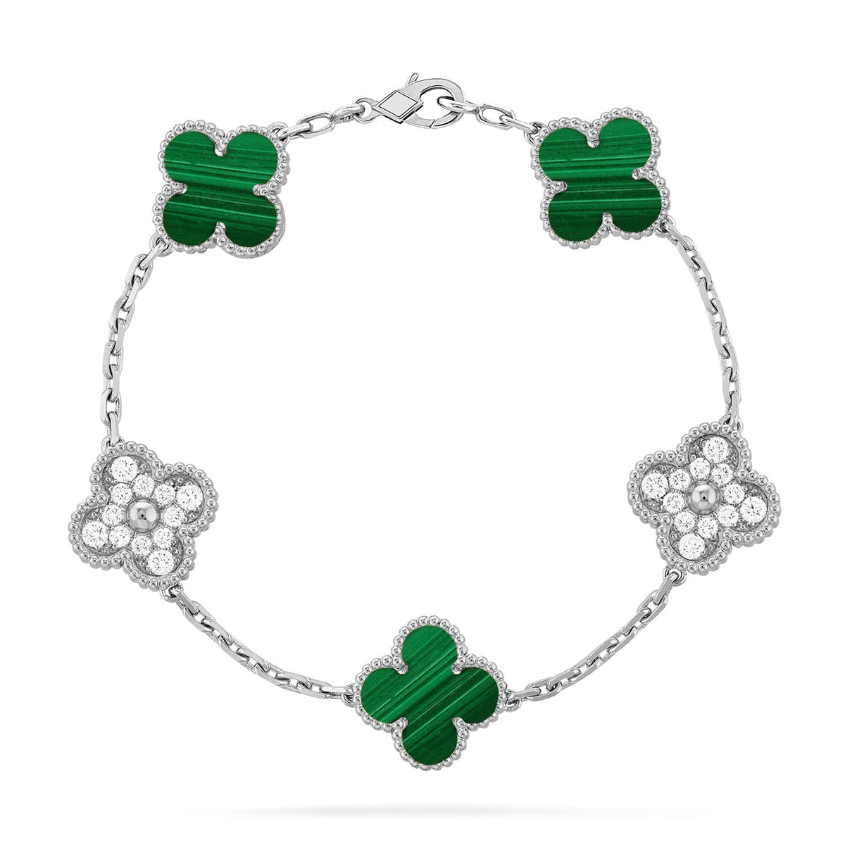 [Lumi jewelry] CLOVER 5 MOTIF MALACHITE BRACELET COLLECTION