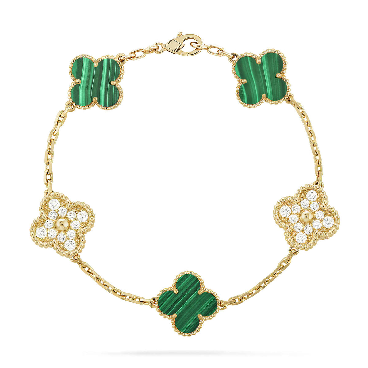 [Lumi jewelry] CLOVER 5 MOTIF MALACHITE BRACELET COLLECTION