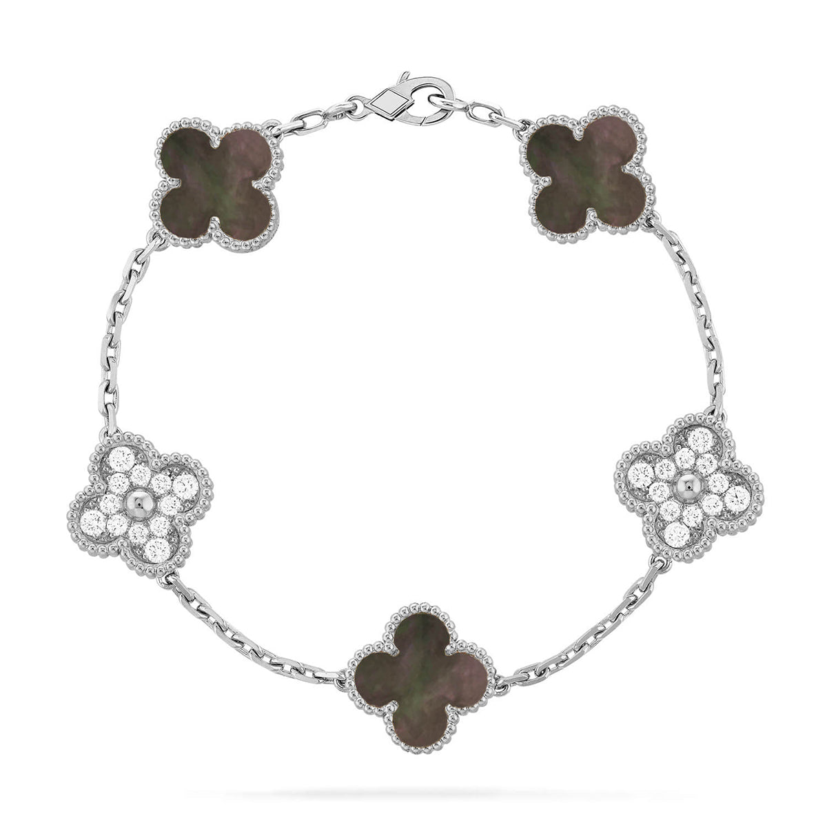 [Lumi jewelry] CLOVER 5 MOTIF GRAY MOP BRACELET COLLECTION