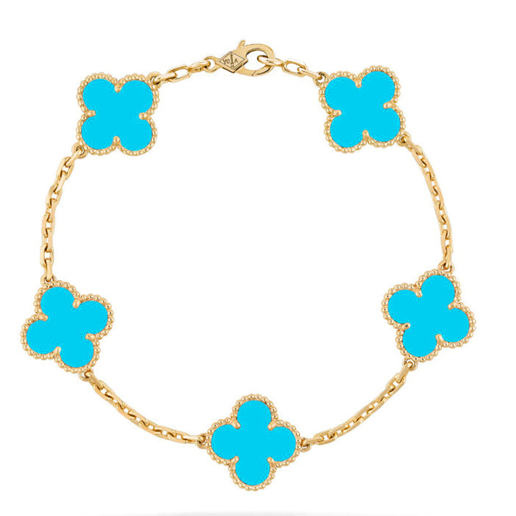 [Lumi jewelry] CLOVER 5 MOTIF TURQUOISE BRACELET COLLECTION