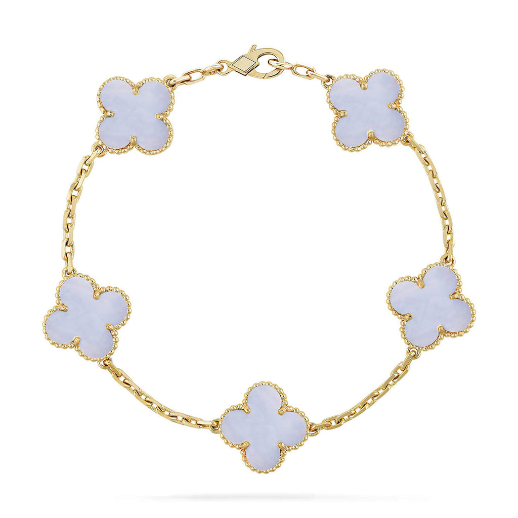 [Lumi jewelry] CLOVER 5 MOTIF PURPLE CHALCEDONY BRACELET COLLECTION