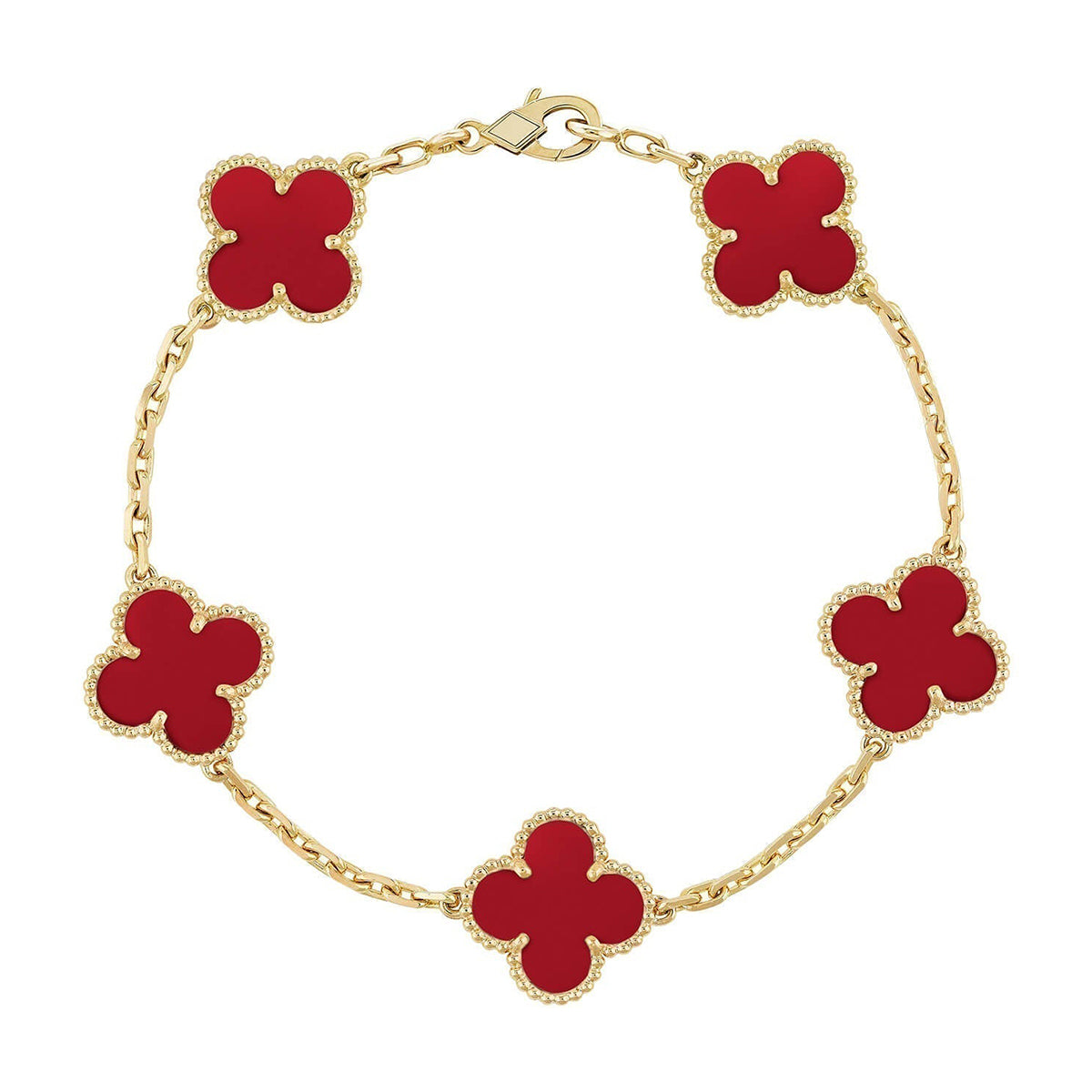[Lumi]New  CLOVER 5 MOTIF RED CORNELIAN BRACELET COLLECTION