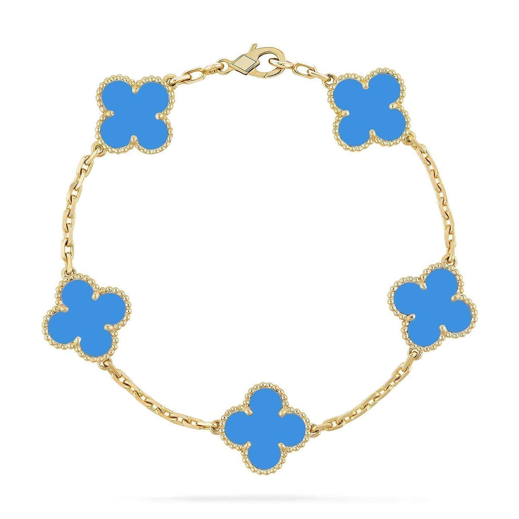 [Lumi]New  CLOVER 5 MOTIF BLUE AGATE BRACELET COLLECTION