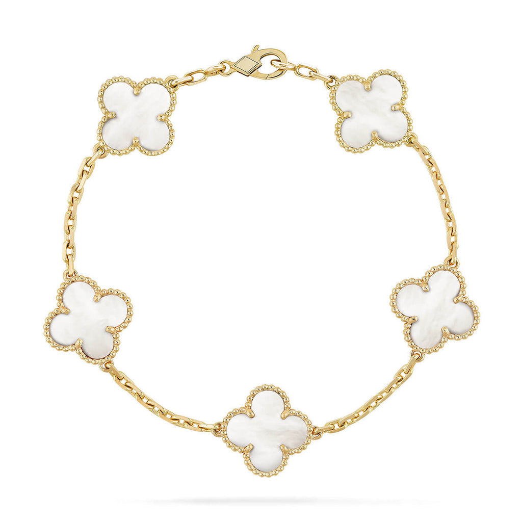 [Lumi]New CLOVER WHITE PEARL MOP 5 MOTIF BRACELET COLLECTION
