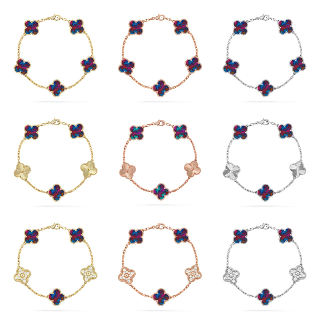 [Lumi jewelry]CLOVER 5 MOTIF COLOR GEMSTONES BRACELET COLLECTION