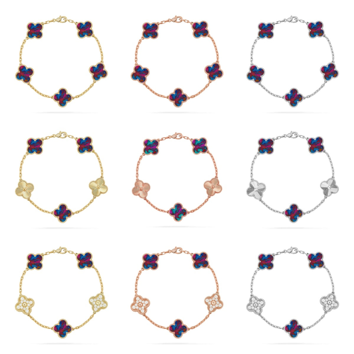[Lumi jewelry]CLOVER 5 MOTIF COLOR GEMSTONES BRACELET COLLECTION