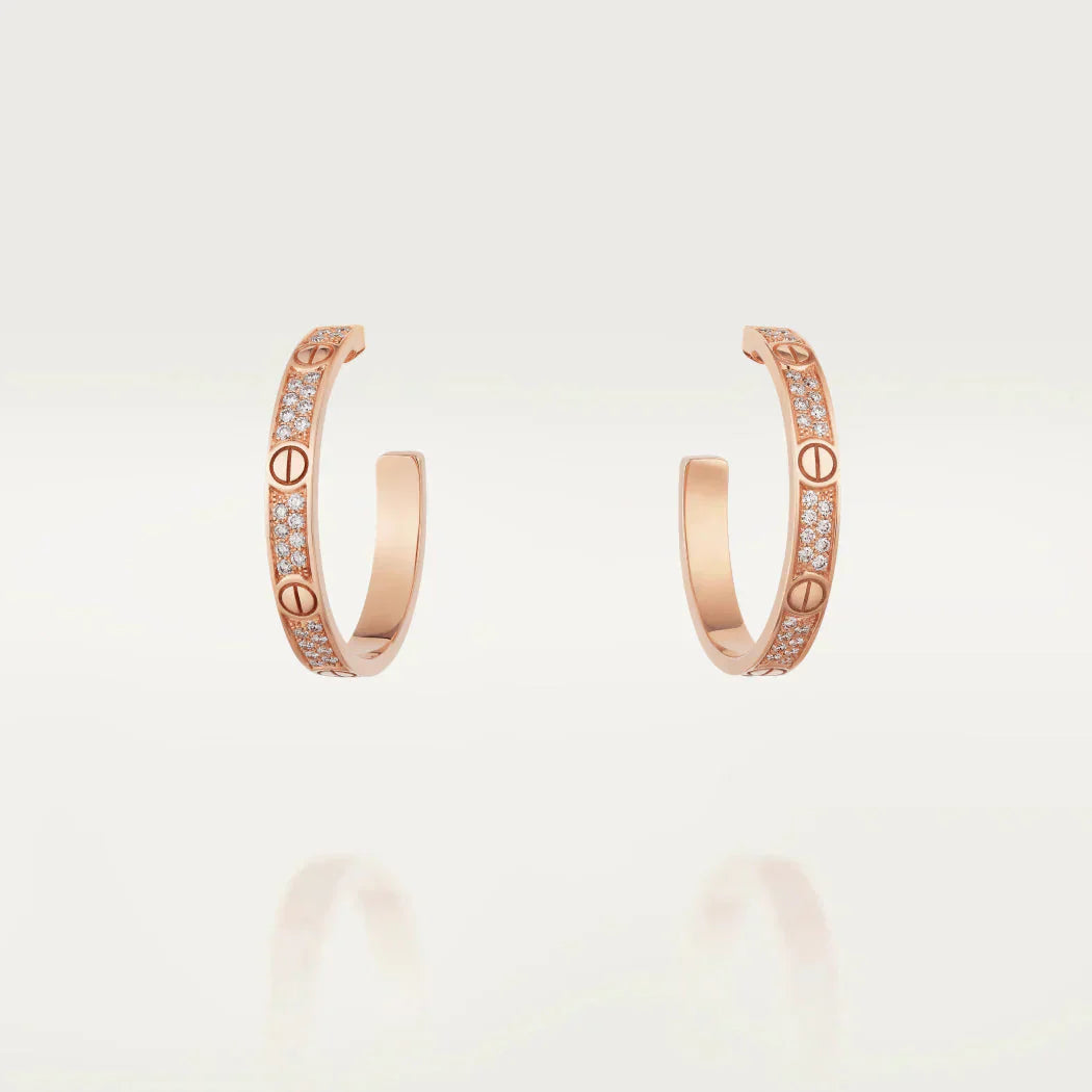 ¡®Lumi¡¯LOVE DIAMOND PINK GOLD HOOP EARRINGS