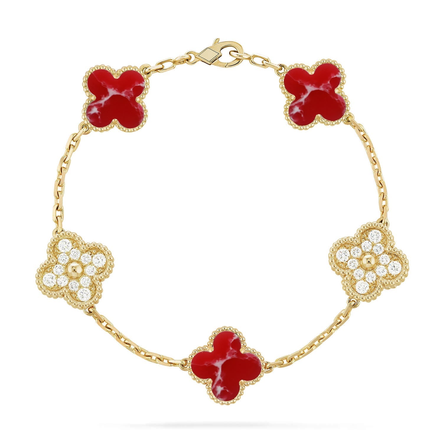 [Lumi]New CLOVER 5 MOTIF RED PATTERN BRACELET COLLECTION