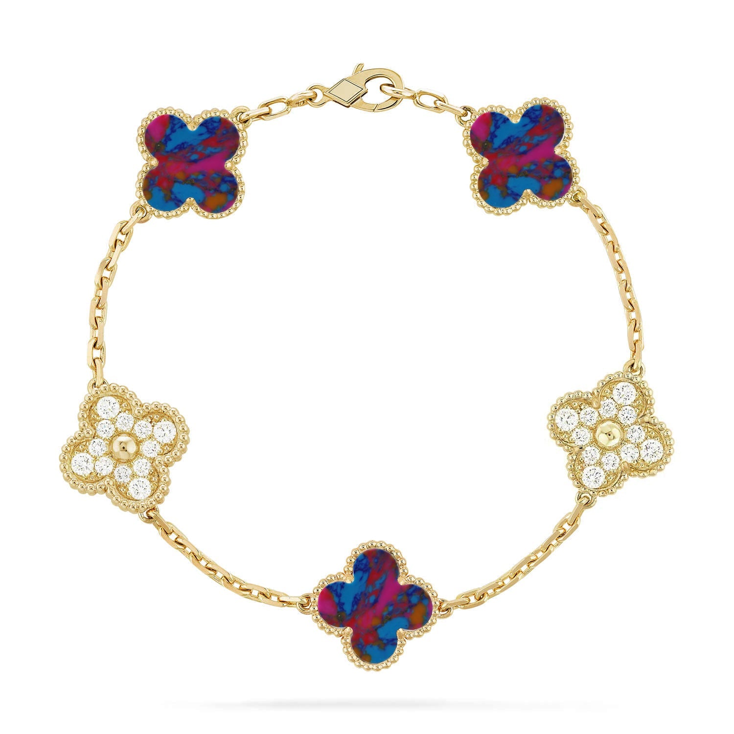 [Lumi jewelry]CLOVER 5 MOTIF COLOR GEMSTONES BRACELET COLLECTION