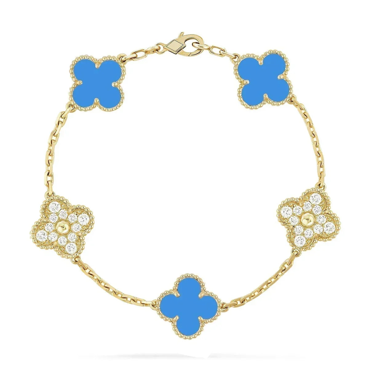 [Lumi]New  CLOVER 5 MOTIF BLUE AGATE BRACELET COLLECTION