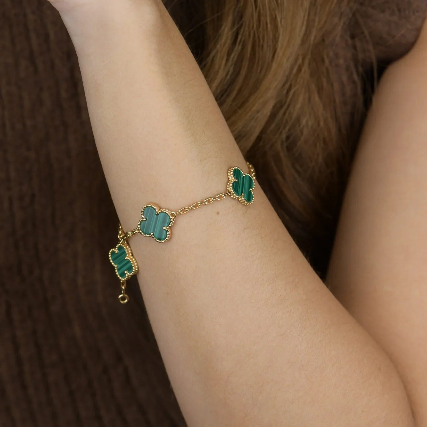 [Lumi jewelry] CLOVER 5 MOTIF MALACHITE BRACELET COLLECTION