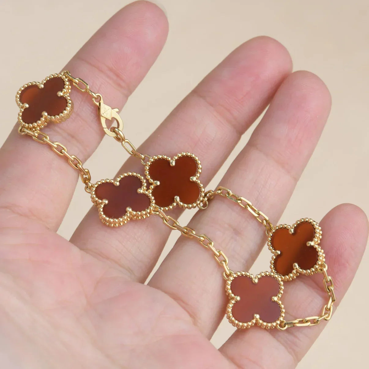 [Lumi]New  CLOVER 5 MOTIF RED CORNELIAN BRACELET COLLECTION