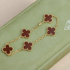 [Lumi]New  CLOVER 5 MOTIF RED CORNELIAN BRACELET COLLECTION
