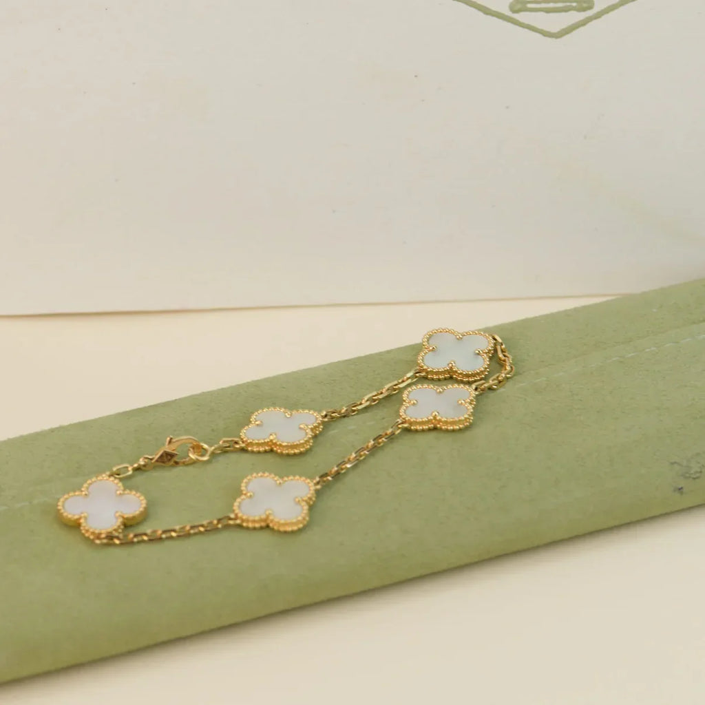 [Lumi]New CLOVER WHITE PEARL MOP 5 MOTIF BRACELET COLLECTION