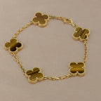 [Lumi]New  CLOVER 5 MOTIFS TIGER EYE BRACELET COLLECTION