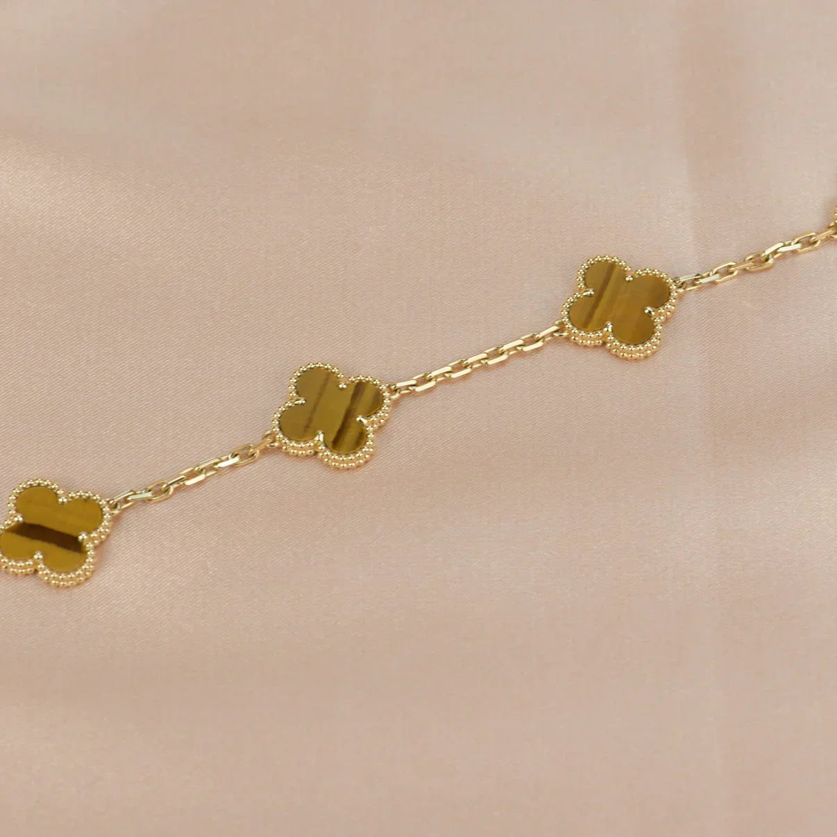 [Lumi]New  CLOVER 5 MOTIFS TIGER EYE BRACELET COLLECTION