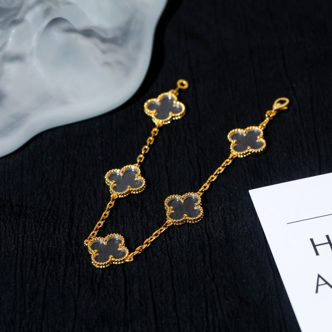 [Lumi jewelry]CLOVER 5 MOTIF ROCK CRYSTAL BRACELET
