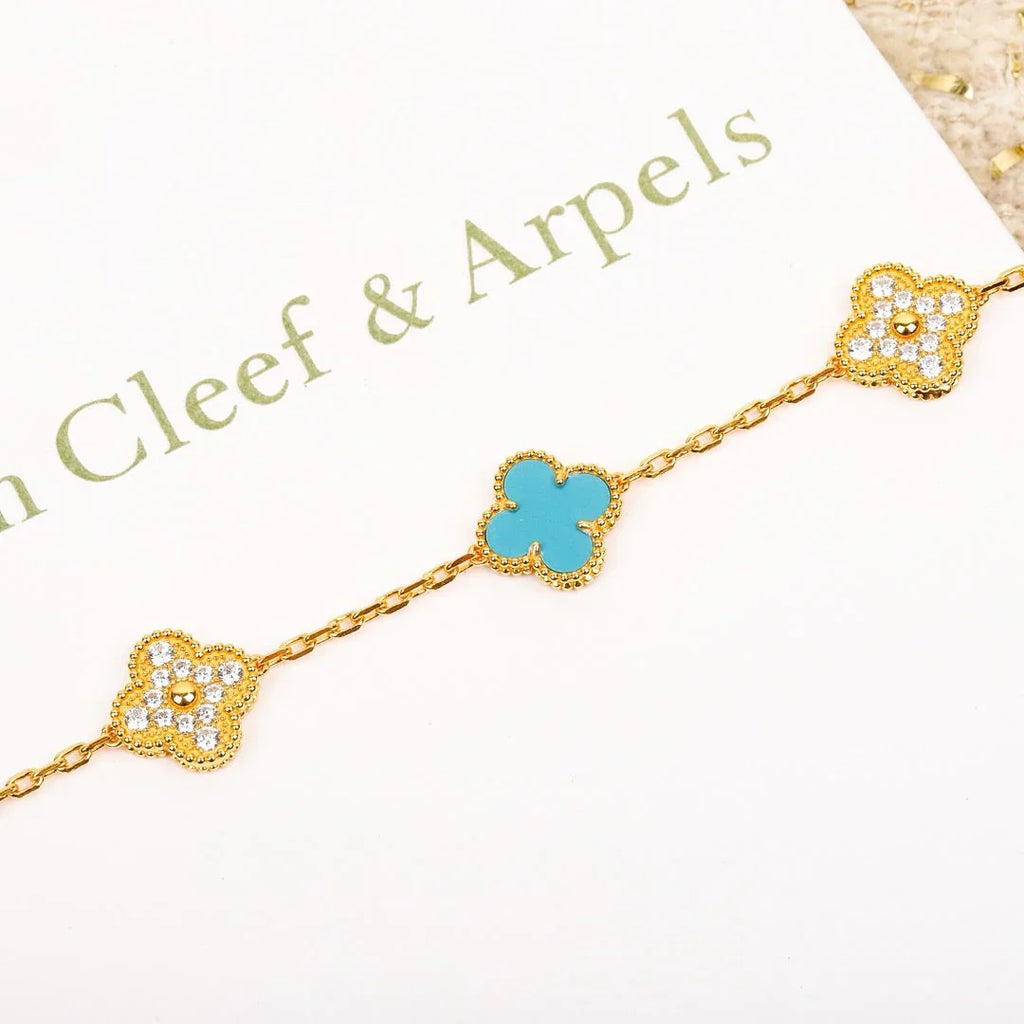 [Lumi]New  CLOVER 5 MOTIF TURQUOISE BRACELET COLLECTION
