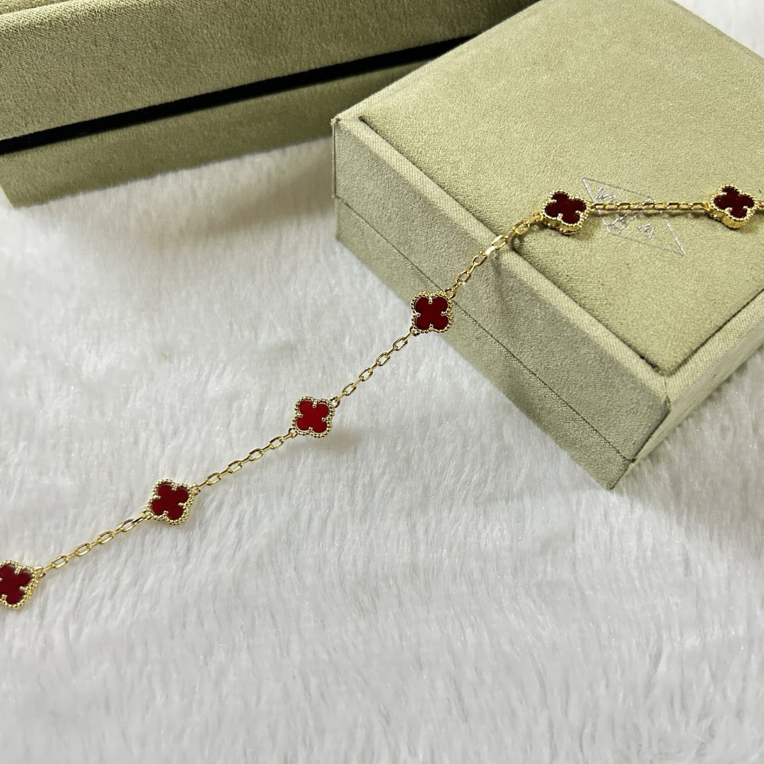 [¡®Lumi¡¯]CLOVER 6 MOTIF RED AGATE BRACELET