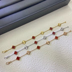 [¡®Lumi¡¯]CLOVER 6 MOTIF RED AGATE LASER BRACELET