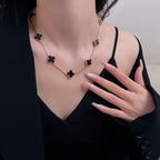 ¡®Lumi¡¯CLOVER 10 MOTIFS ONYX NECKLACE