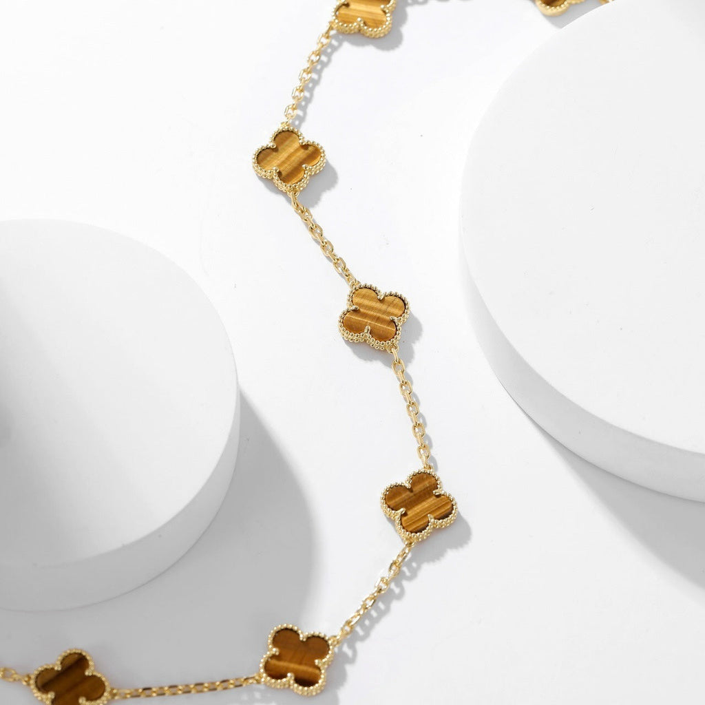 ¡®Lumi¡¯CLOVER 10 MOTIFS TIGER EYE NECKLACE