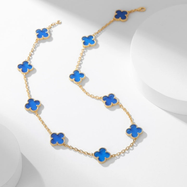 ¡®Lumi¡¯CLOVER 10 MOTIFS BLUE AGATE NECKLACE