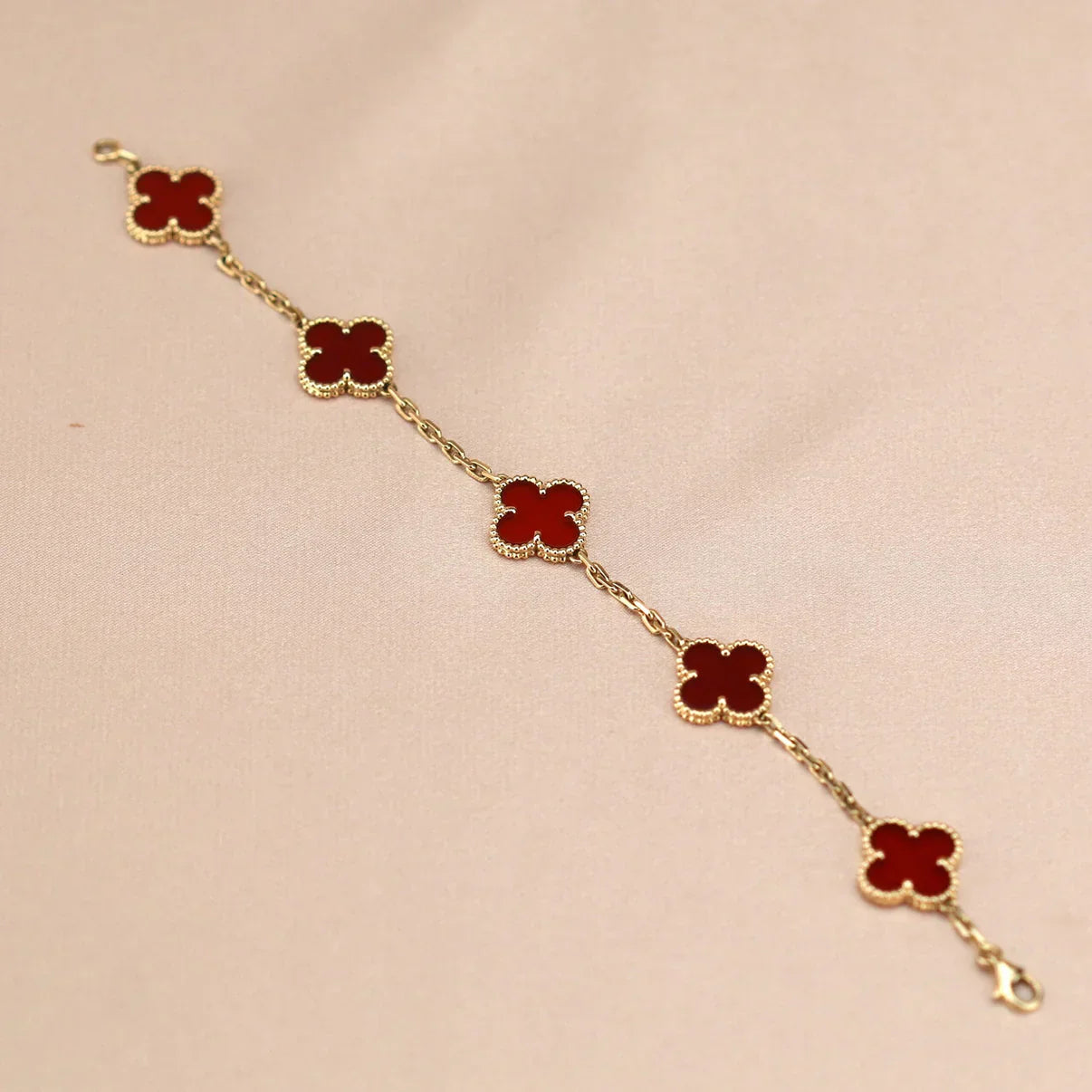 [Lumi]New  CLOVER 5 MOTIF RED CORNELIAN BRACELET COLLECTION