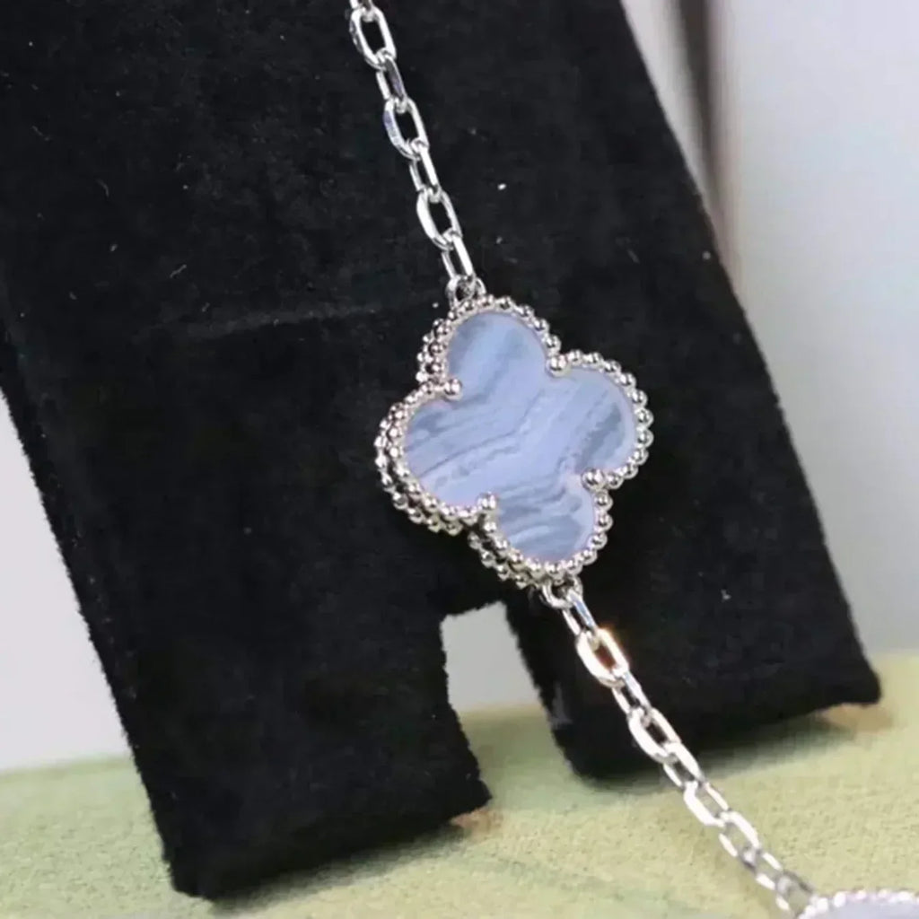 [Lumi jewelry] CLOVER 5 MOTIF PURPLE CHALCEDONY BRACELET COLLECTION