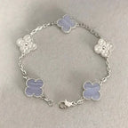 [Lumi]New  CLOVER 5 MOTIF PURPLE CHALCEDONY BRACELET COLLECTION