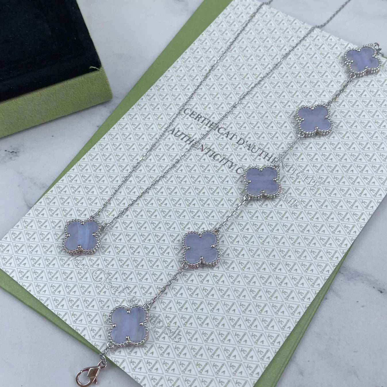 [Lumi]New  CLOVER 5 MOTIF PURPLE CHALCEDONY BRACELET COLLECTION