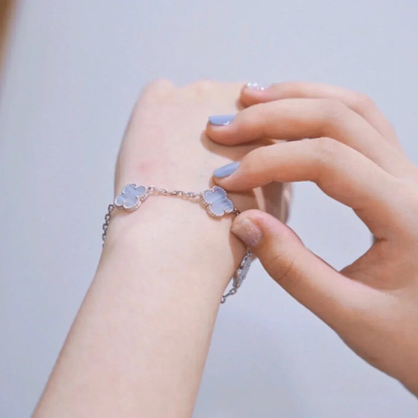 [Lumi]New  CLOVER 5 MOTIF PURPLE CHALCEDONY BRACELET COLLECTION