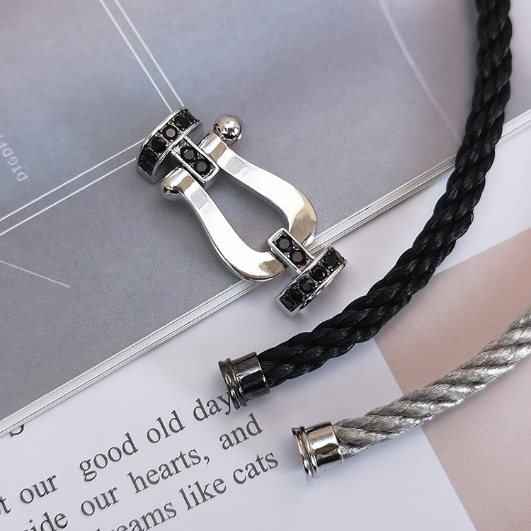 ¡®Lumi¡¯FORCE LARGE HORSESHOE BLACK DIAMOND BRACELET SILVER