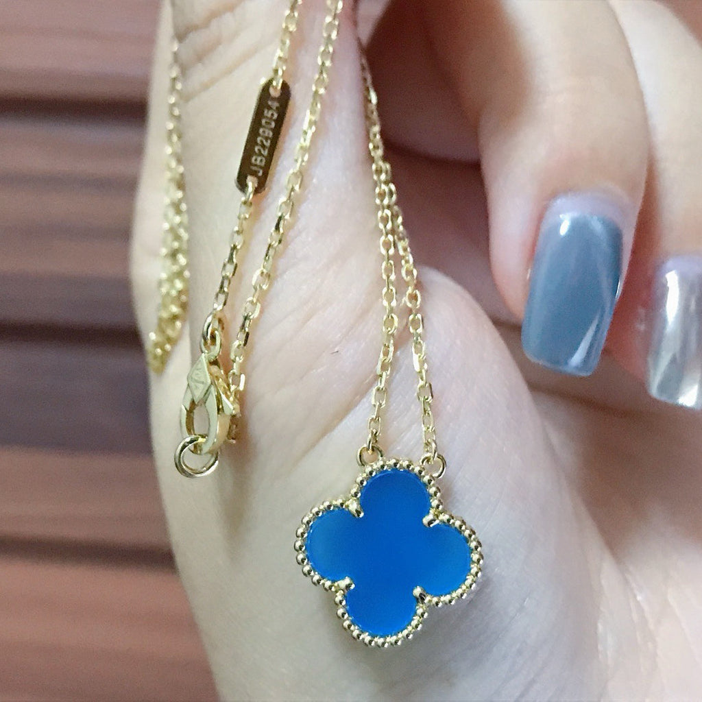 ¡®Lumi¡¯CLOVER 15MM BLUE AGATE NECKLACE