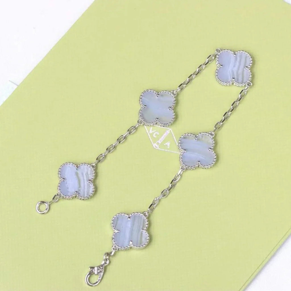 [Lumi]New  CLOVER 5 MOTIF PURPLE CHALCEDONY BRACELET COLLECTION