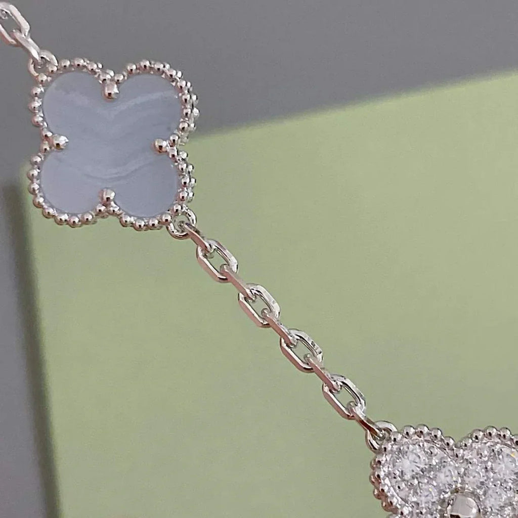 [Lumi]New  CLOVER 5 MOTIF PURPLE CHALCEDONY BRACELET COLLECTION