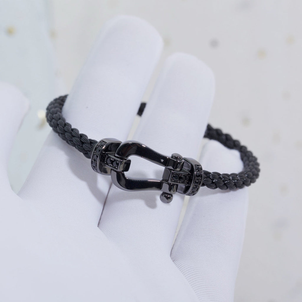 ¡®Lumi¡¯FORCE LARGE SERIES HORSESHOE BLACK SAMURAI BRACELET
