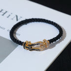 ¡®Lumi¡¯FORCE LARGE HORSESHOE BLACK WHITE DIAMOND BRACELET SILVER