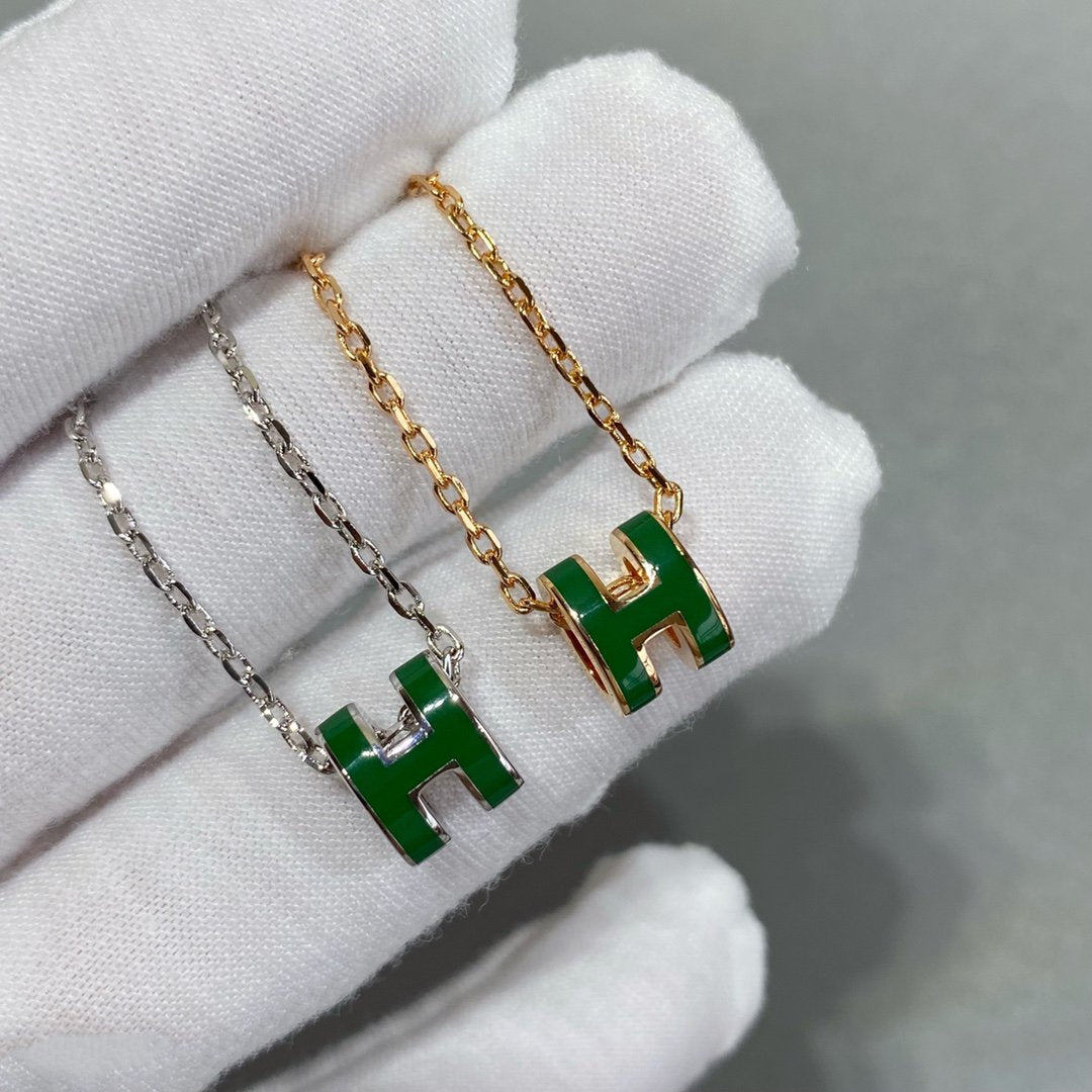 ¡®Lumi¡¯POP H GREEN NECKLACE SILVER AND GOLD