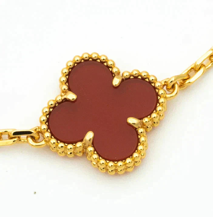 [Lumi]New  CLOVER 5 MOTIF RED CORNELIAN BRACELET COLLECTION