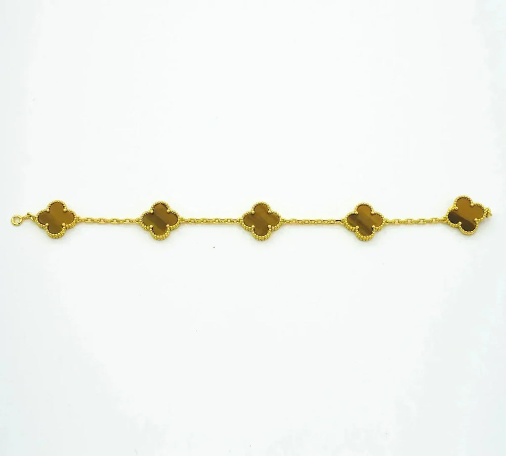 [Lumi]New  CLOVER 5 MOTIFS TIGER EYE BRACELET COLLECTION