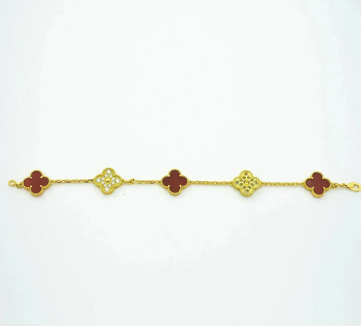 [Lumi]New  CLOVER 5 MOTIF RED CORNELIAN BRACELET COLLECTION