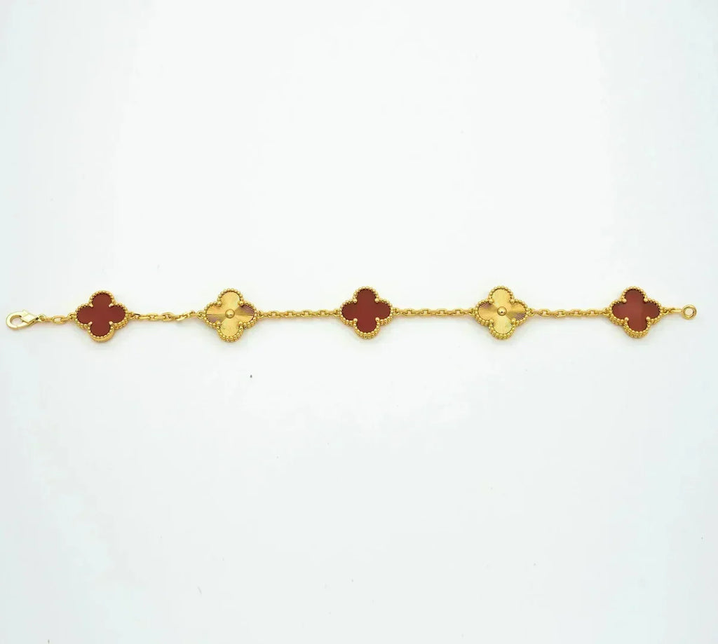 [Lumi]New  CLOVER 5 MOTIF RED CORNELIAN BRACELET COLLECTION