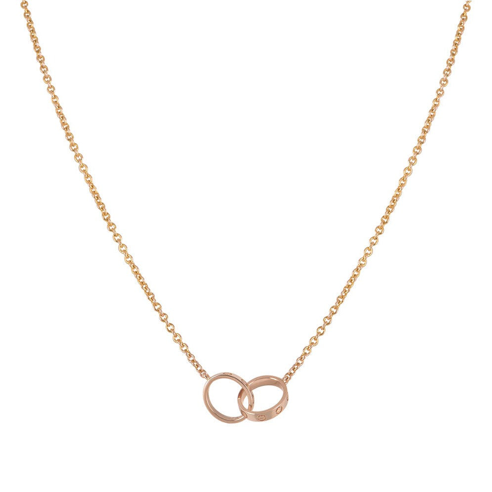 ¡®Lumi¡¯LOVE NECKLACE DOUBLE RING PINK GOLD