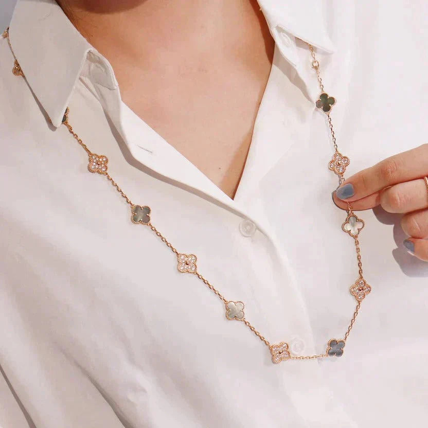 ¡®Lumi¡¯CLOVER 20 MOTIFS DARK MOP DIAMOND  NECKLACE