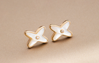 ¡®Lumi¡¯JEUX DE WHITE MOP PINK GOLD DIAMOND EARRINGS